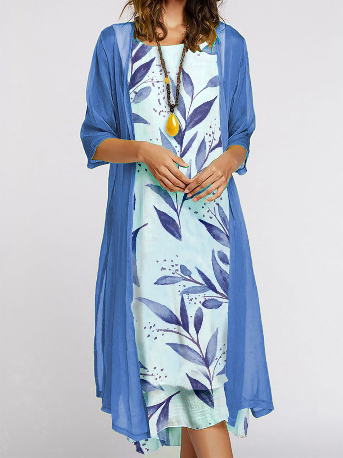 Women's Loose Printed Summer 2-Piece Dress