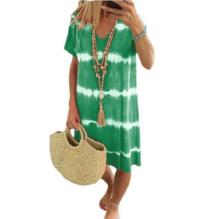 Women's Tie Dye Short Sleeve Dresses