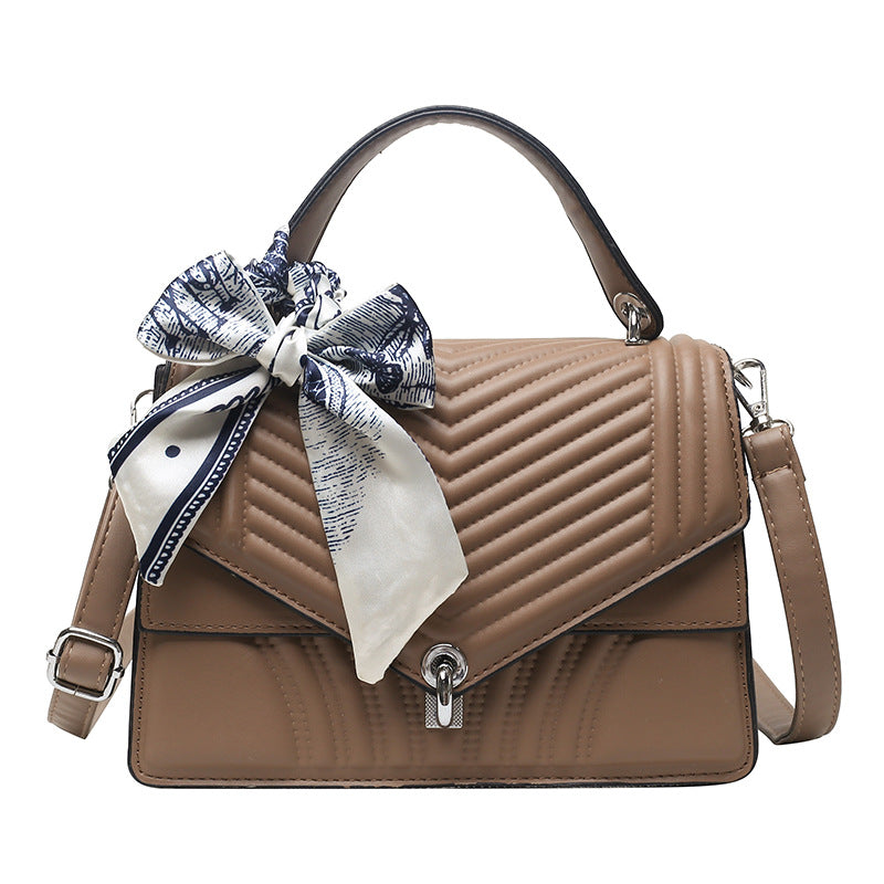 Women's Small Square Bag Bow Silk Scarf Bag