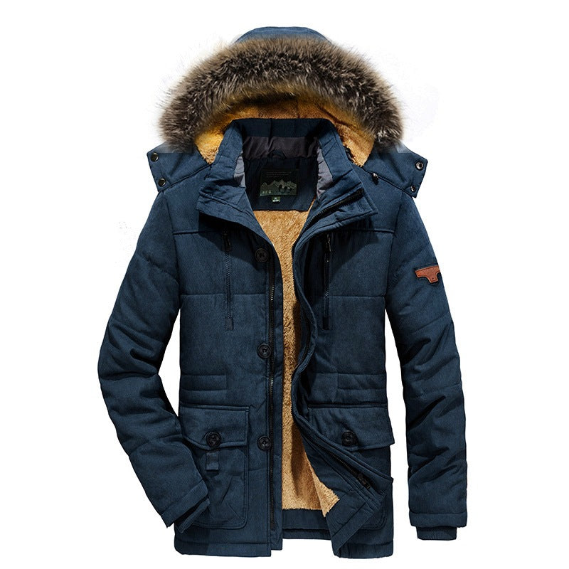Men's Plus Size Fur Collar Padded Winter Jacket 6XL
