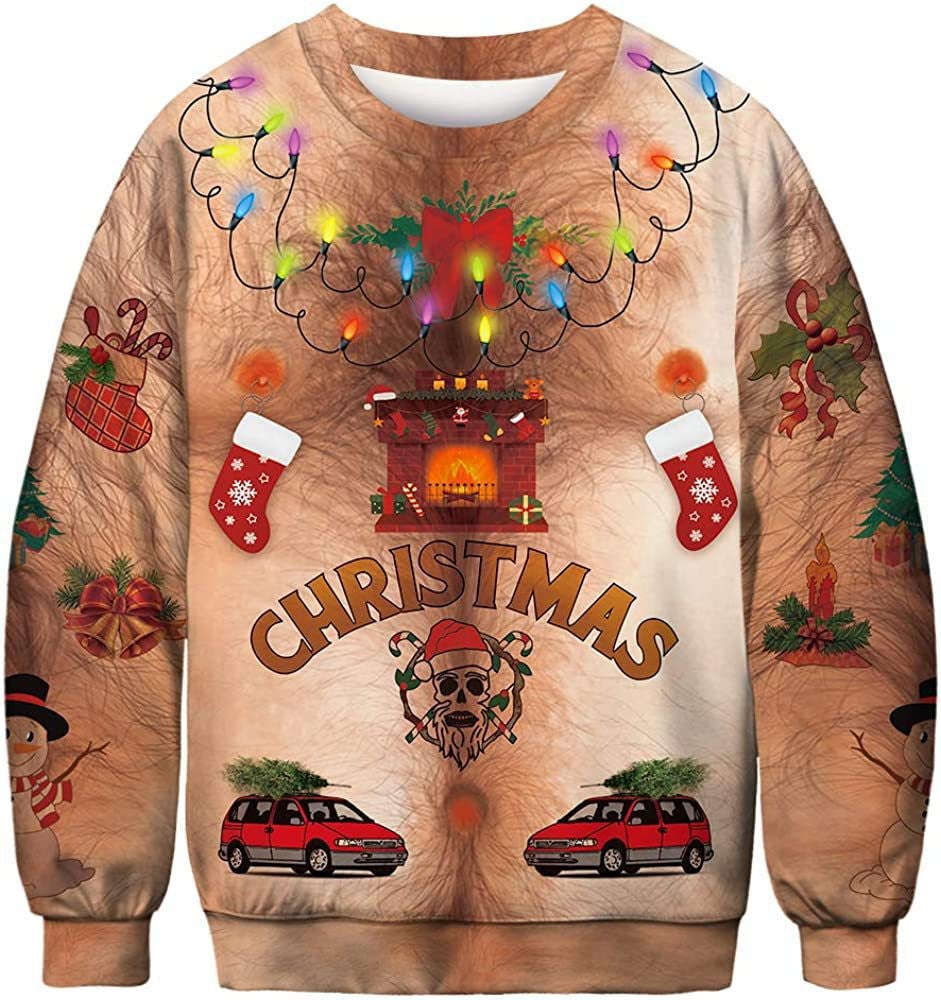 Christmas 3D Shirt Chest Hair Funny Pattern Sweater