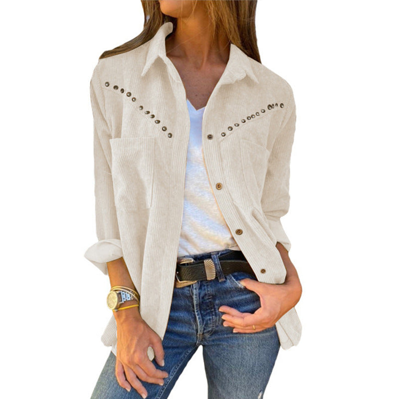 Corduroy Women's Solid Color Shirt