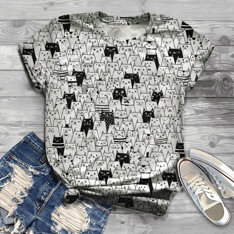 Women's Cross Print Long Sleeve Crewneck Top