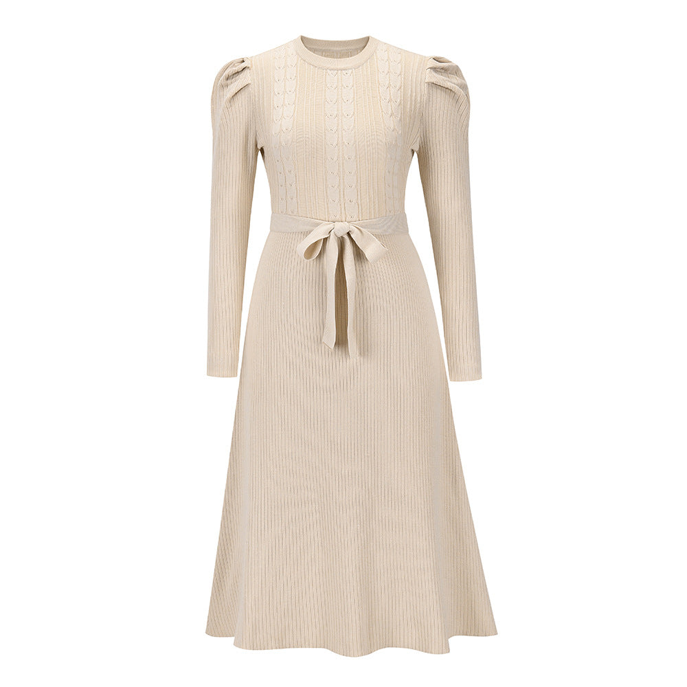 Solid Color Autumn Long Sleeve Knit Dress