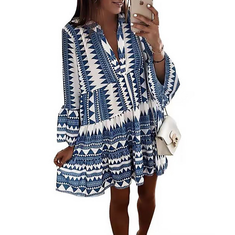 V-Neck Loose Casual Dress For Women