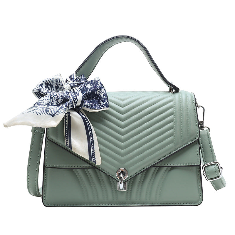 Women's Small Square Bag Bow Silk Scarf Bag