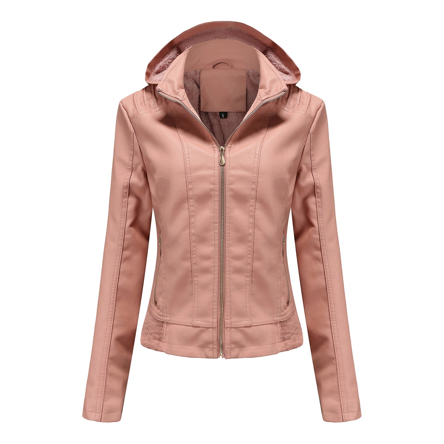 Leather Plush Winter Jacket For Women
