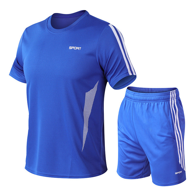 Men's Ice Silk Two-piece Short-sleeved Shorts Suit