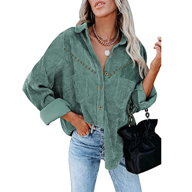 Corduroy Women's Solid Color Shirt