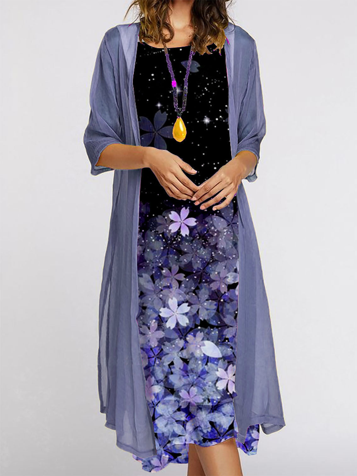 Women's Loose Printed Summer 2-Piece Dress