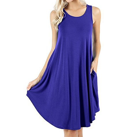 Women's Vest Solid Color Pocket Casual Dress
