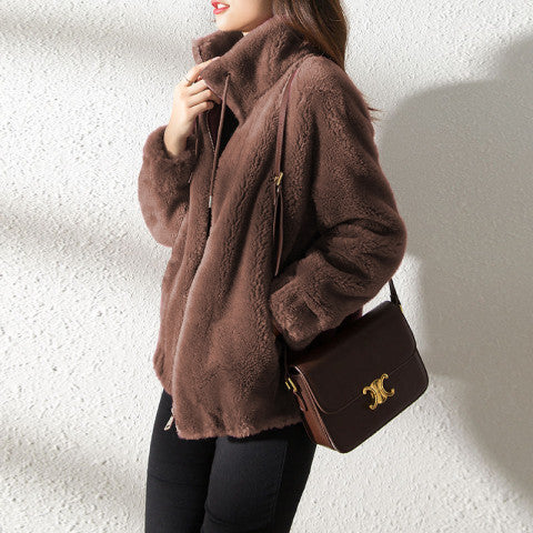 Winter Plush Casual Zip-Up Jacket For Women