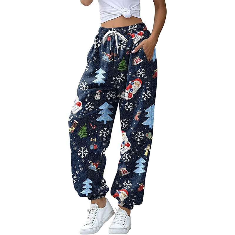 Christmas Theme Printed Sweatpants Casual Pants