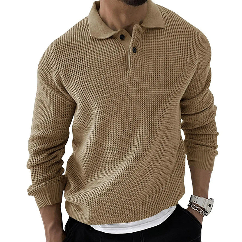 Men's Lapel Casual Solid Knit Sweater