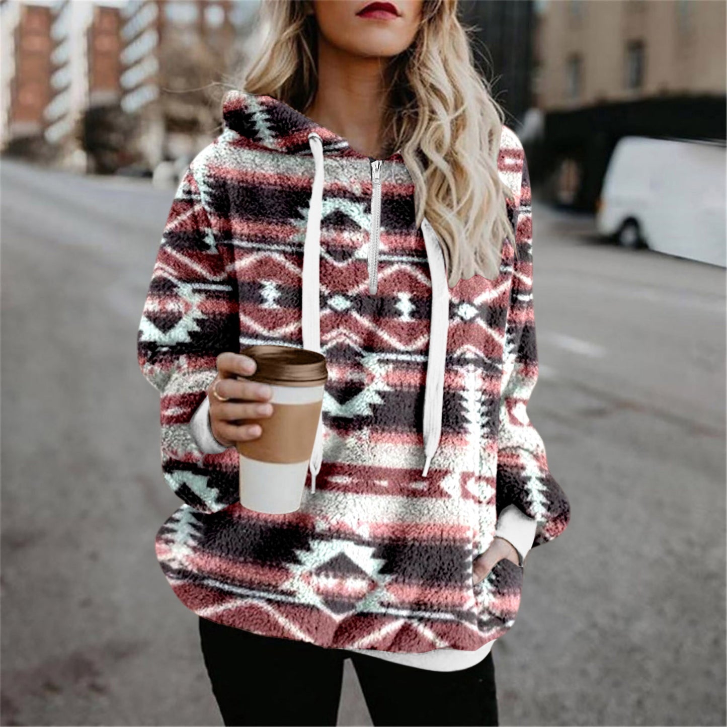 Women's Plush Print Hoodie