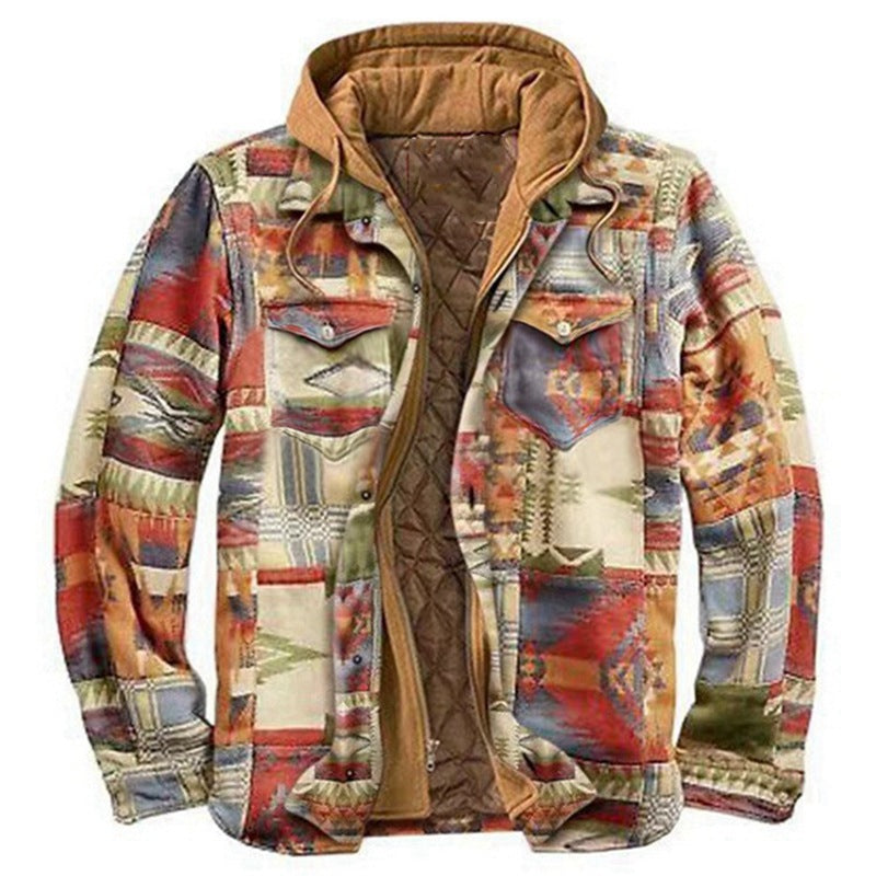 Men's Winter Thickened Irregular Printed Cotton-padded Jacket