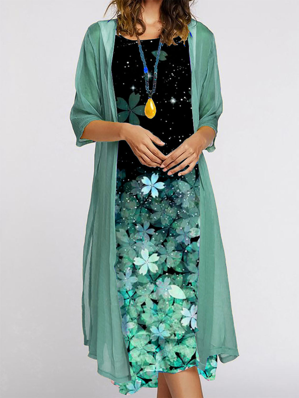 Women's Loose Printed Summer 2-Piece Dress