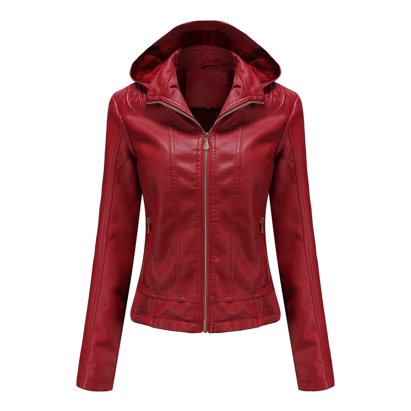 Leather Plush Winter Jacket For Women