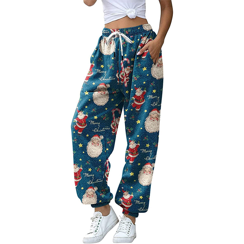Christmas Theme Printed Sweatpants Casual Pants