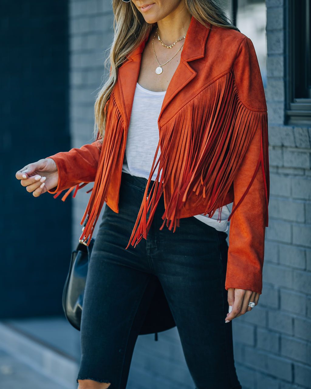 Women's Jackets Long-sleeve Printed Fringed Jacket