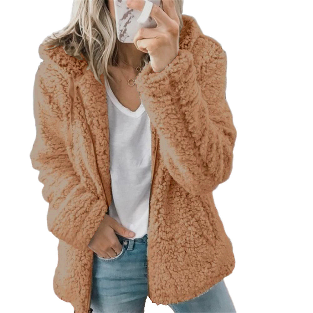 Women's Hooded Woolen Fleece Autumn And Winter Jacket