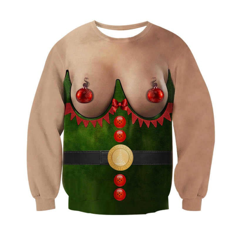 Christmas 3D Shirt Chest Hair Funny Pattern Sweater