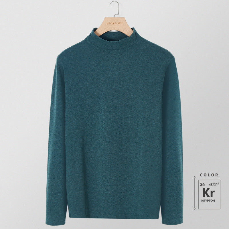 Men's High-quality Velvet Half High Neck Warm Bottoming Shirt