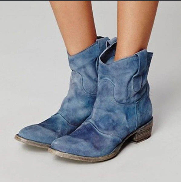Women's Comfortable Low-heeled Square-heeled Low-top Boots