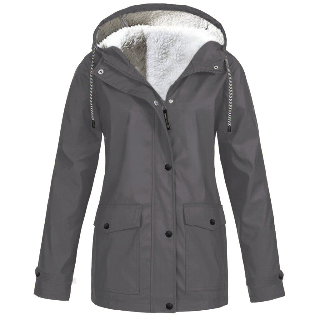 Plus Fleece Jacket Outdoor Climbing Suit Hooded Jacket For Women