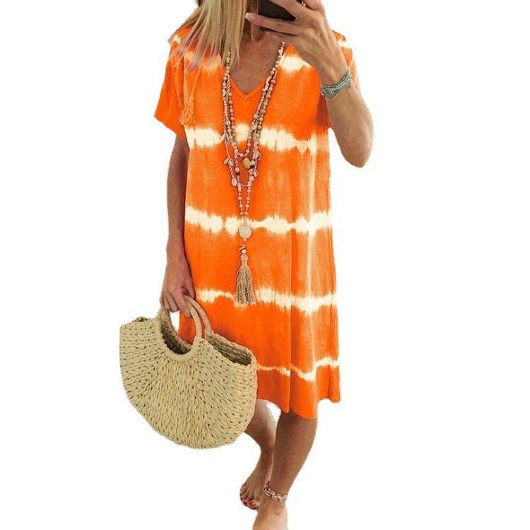Women's Tie Dye Short Sleeve Dresses