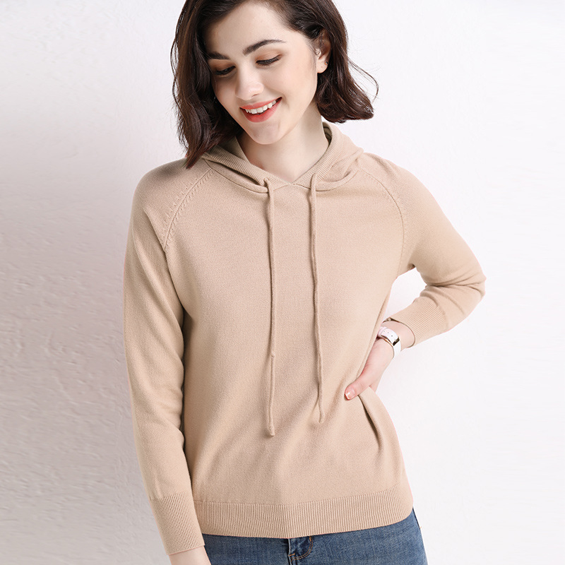 High Quality Women's Solid Color Sweater Hoodie