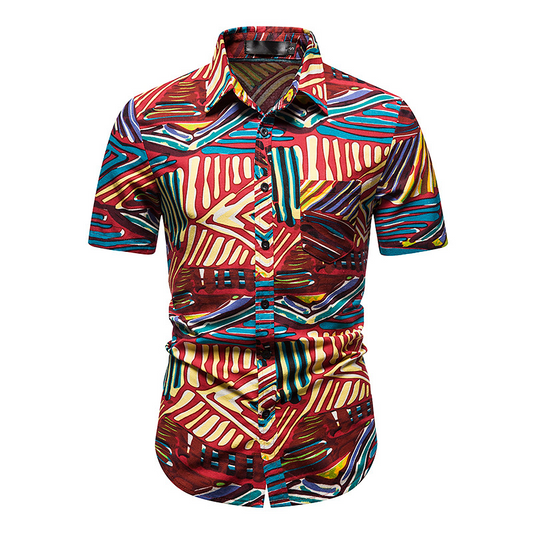Men's Casual Printed Short Sleeve Shirt