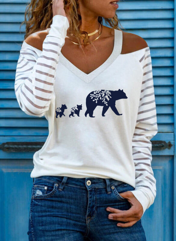 Off Shoulder Top Woman Print T-shirt