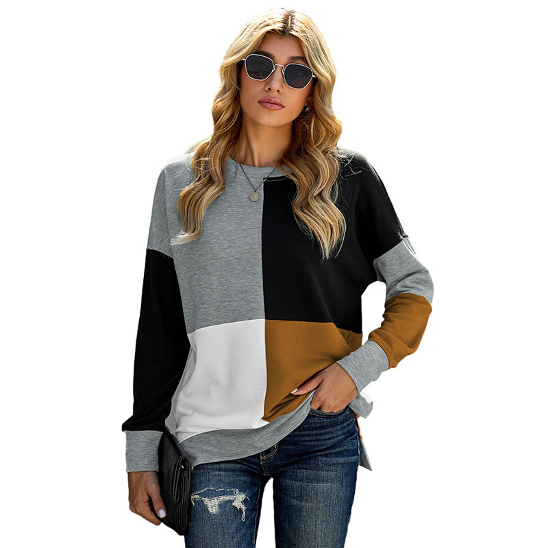 Women's Sweatshirt Fashion Striped Crew Neck Long Sleeve Top
