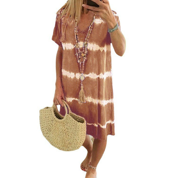 Women's Tie Dye Short Sleeve Dresses