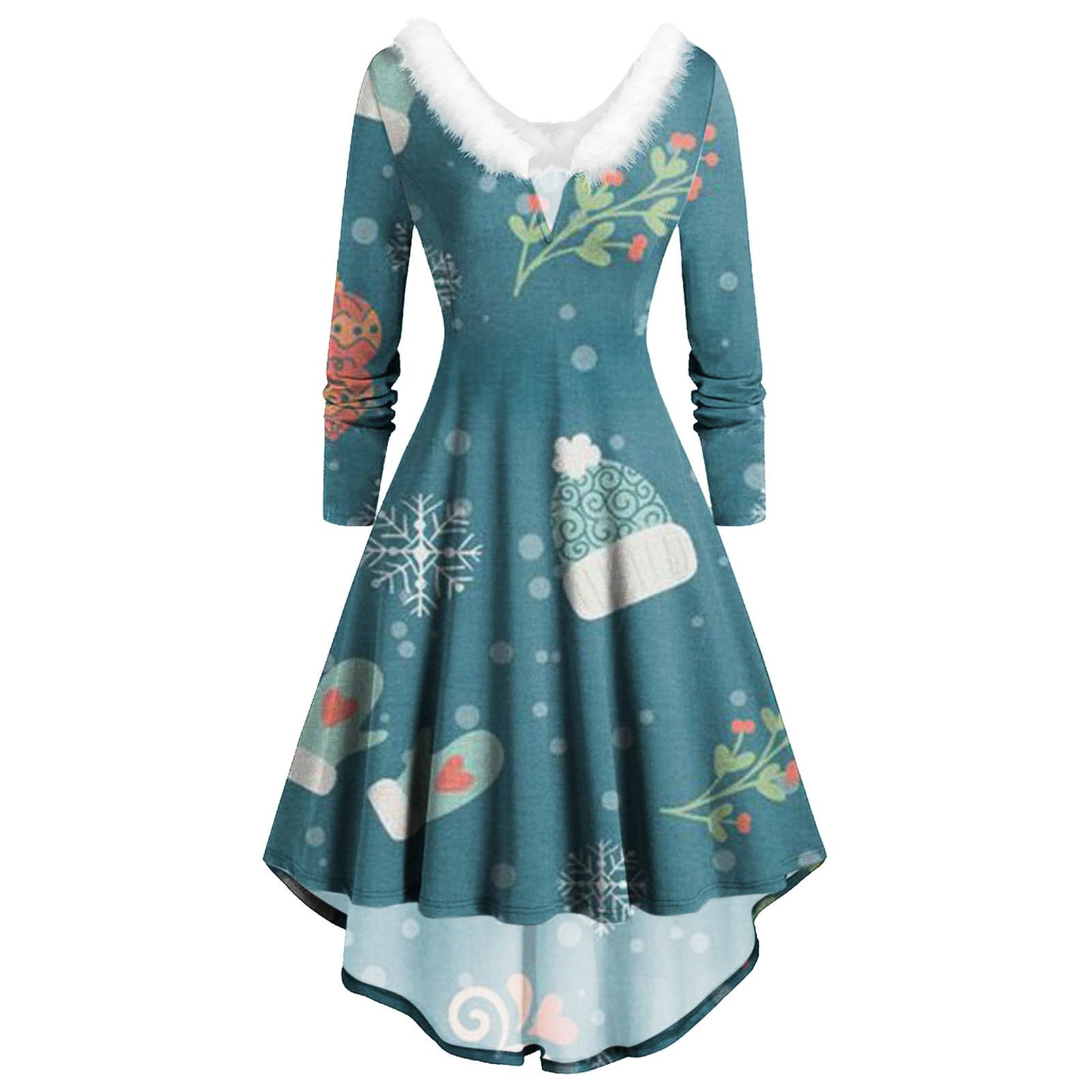 Christmas V-neck Irregular Dress