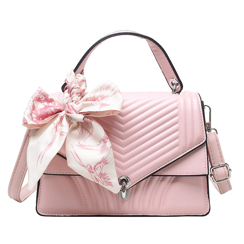 Women's Small Square Bag Bow Silk Scarf Bag