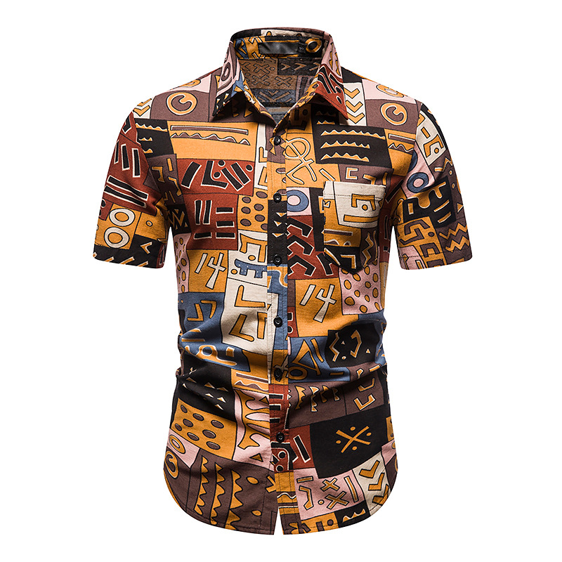 Men's Casual Printed Short Sleeve Shirt