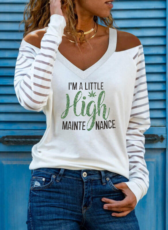 Off Shoulder Top Woman Print T-shirt