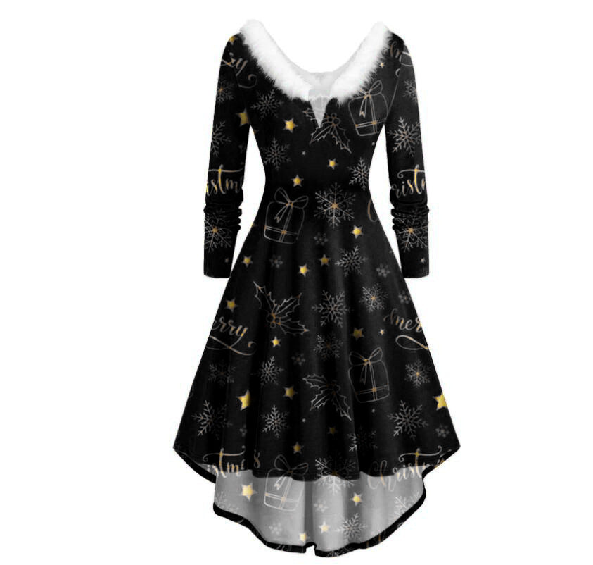 Christmas V-neck Irregular Dress