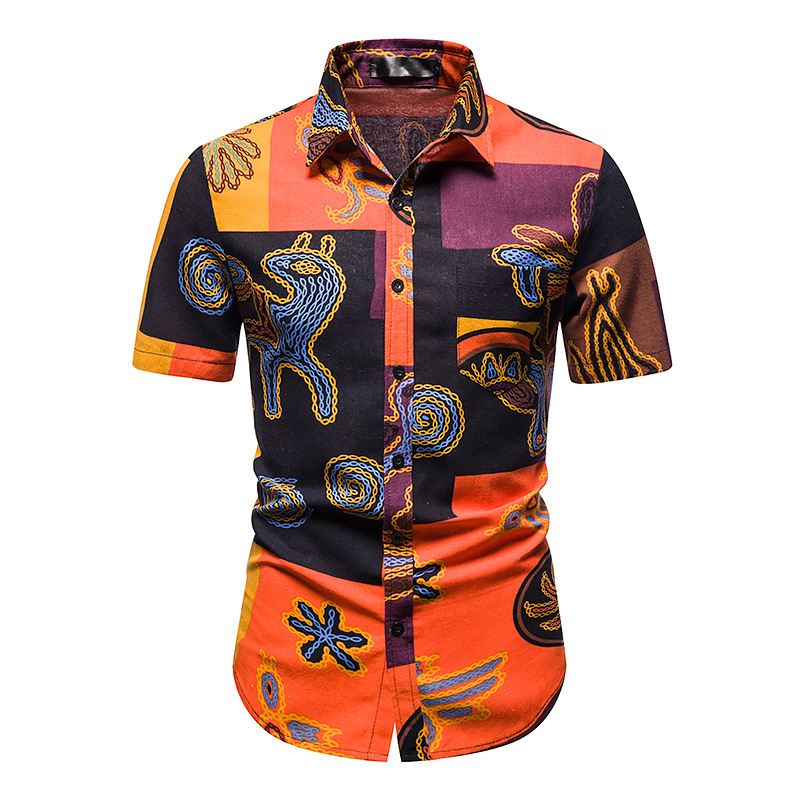 Men's Casual Printed Short Sleeve Shirt