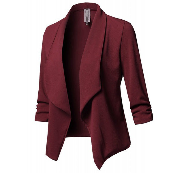Plus Size Women's Slim Long-sleeved Pleated Blazer