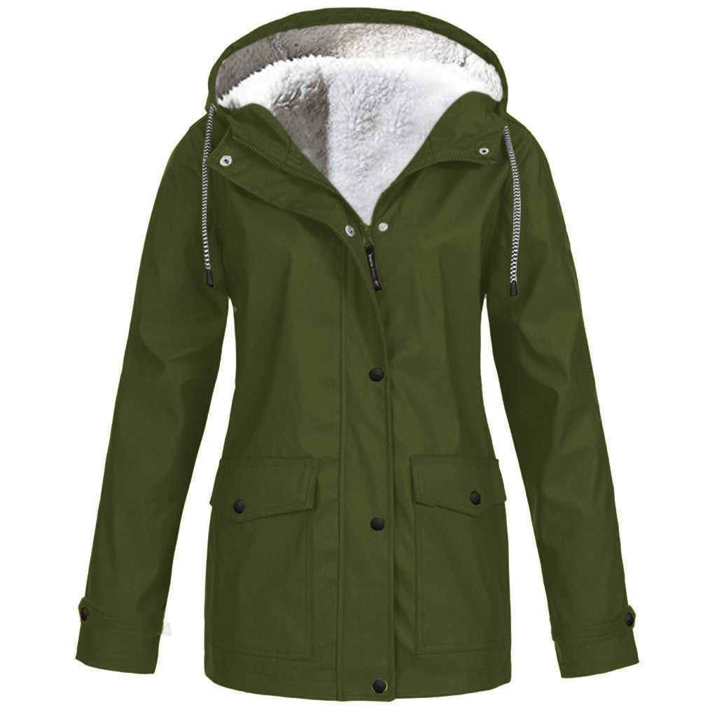 Plus Fleece Jacket Outdoor Climbing Suit Hooded Jacket For Women