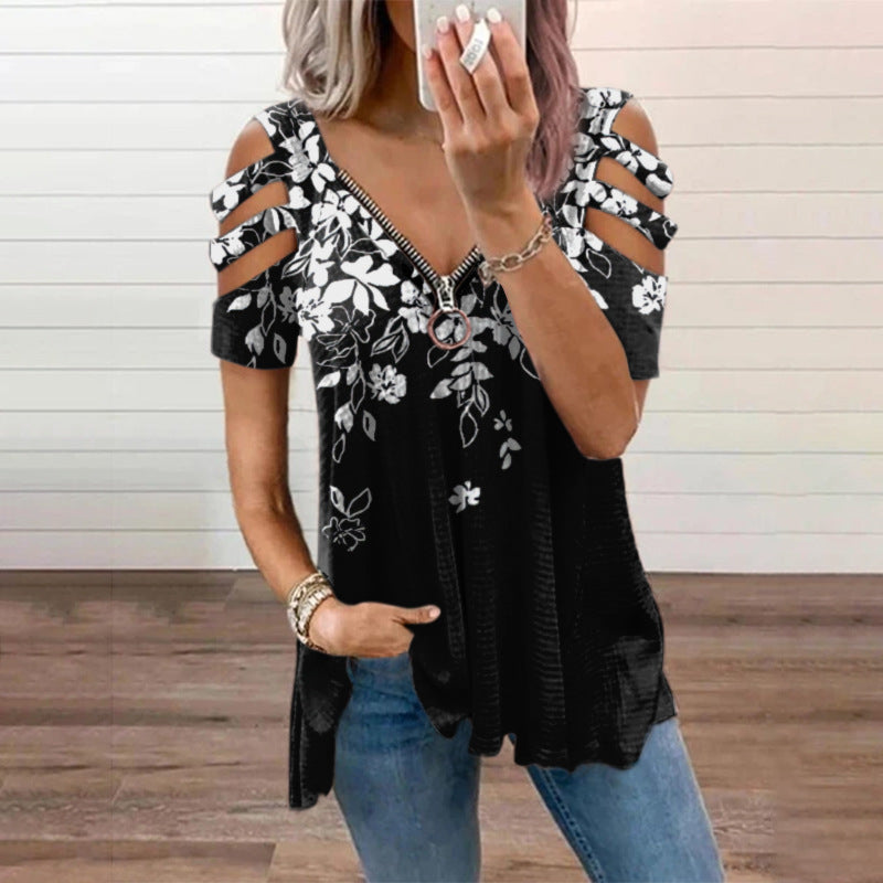 Women's V-Neck Off Shoulder Blouse