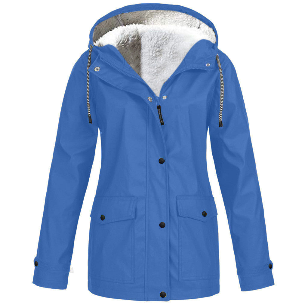 Plus Fleece Jacket Outdoor Climbing Suit Hooded Jacket For Women