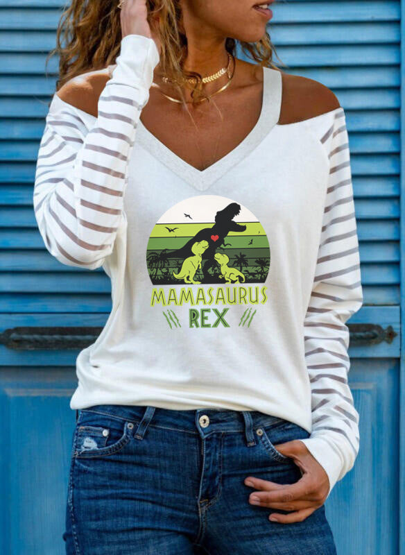 Off Shoulder Top Woman Print T-shirt