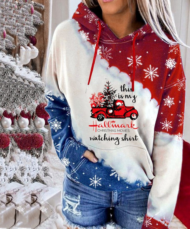 Women's Christmas Snowflake Print Hoodie
