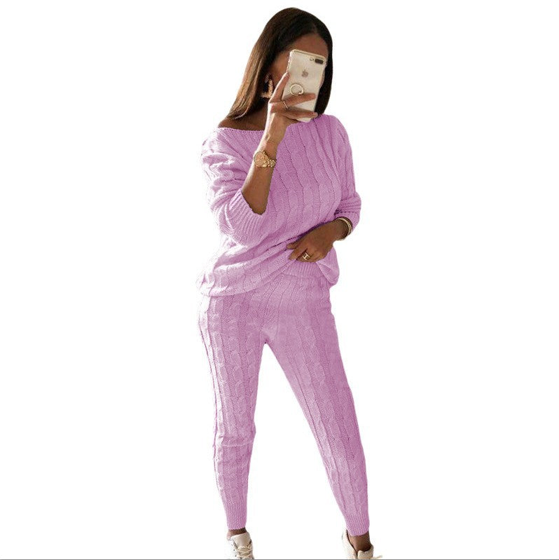 Women's Slim Fit Casual Knit 2 Piece Suit