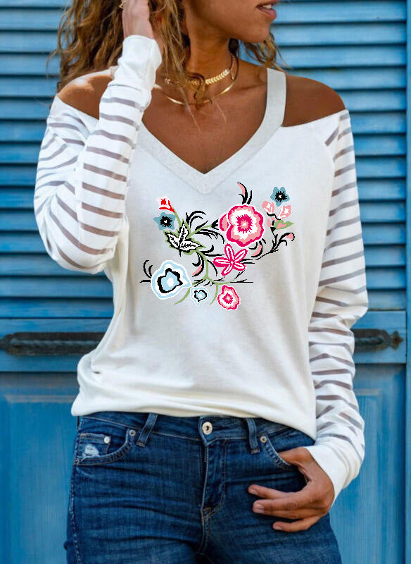 Off Shoulder Top Woman Print T-shirt