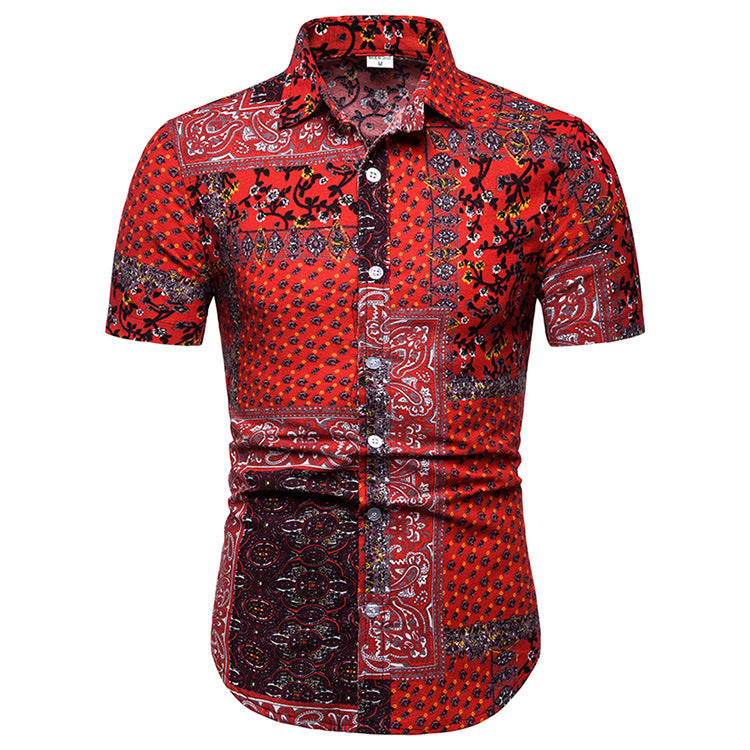Men's Lapel Casual Print Shirt